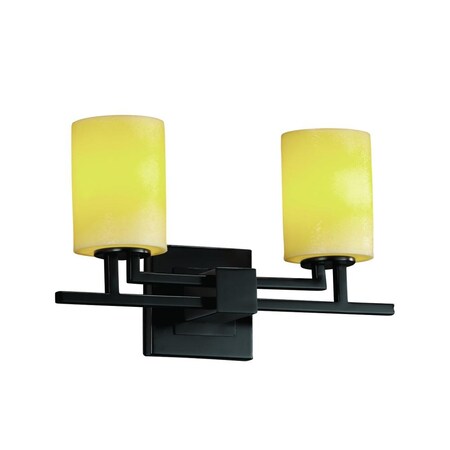 Justice Design CNDL-8702-10-AMBR-DBRZ CandleAria - Two Light Aero Bath Bar, Glass Options: AMBR: Amber Glass Shade, Choose Finish: Dark Bronze Finish, Choose Lamping Option: Standard Lamping